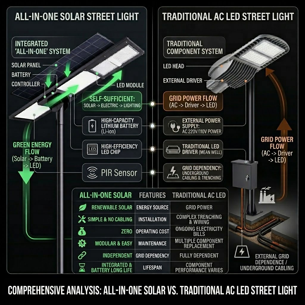 All-in-One Solar vs Traditional LED Highway Street Lights (2026): Real Performance Data on Energy, Reliability & Cost