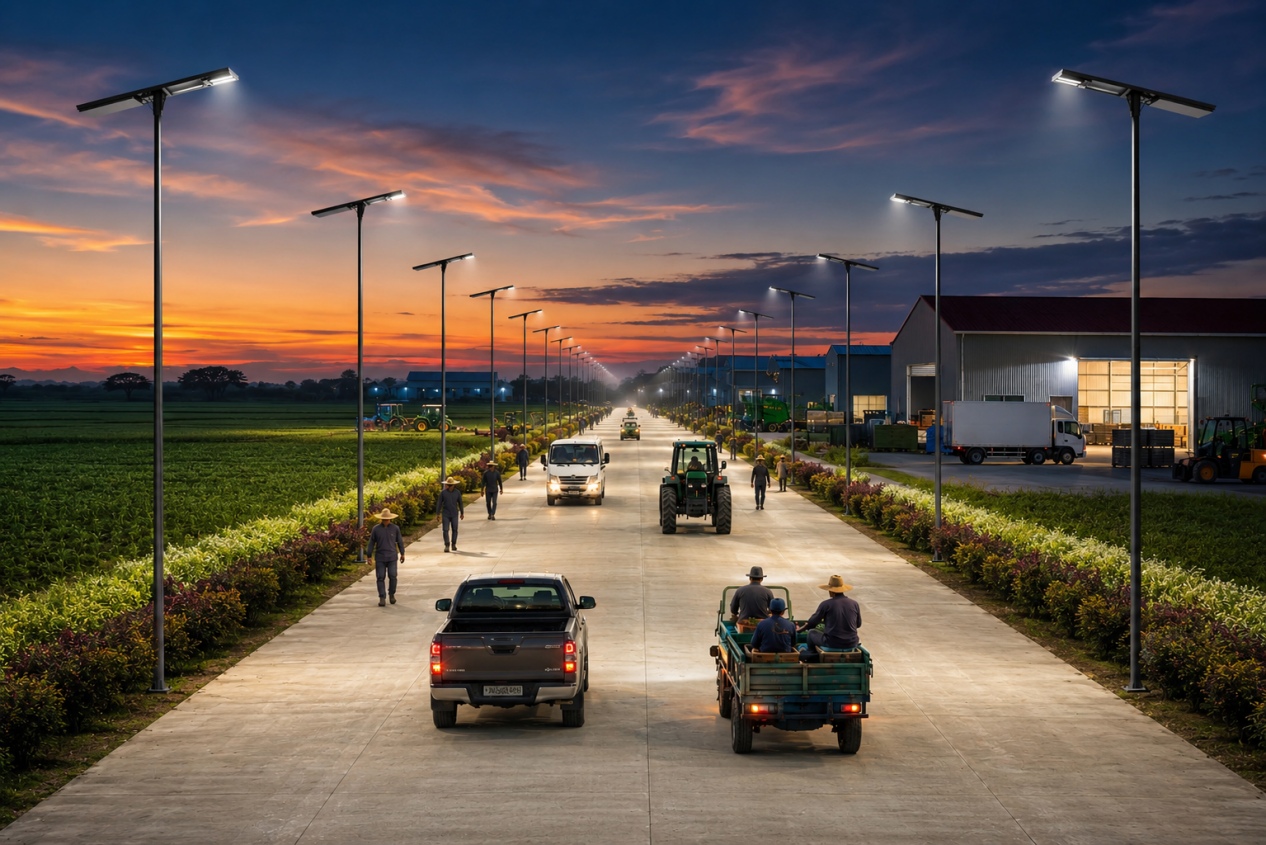 Remotely Controllable, All-in-one Solar Street Lights for Farms. Is it True That Strong Light Saves Energy?