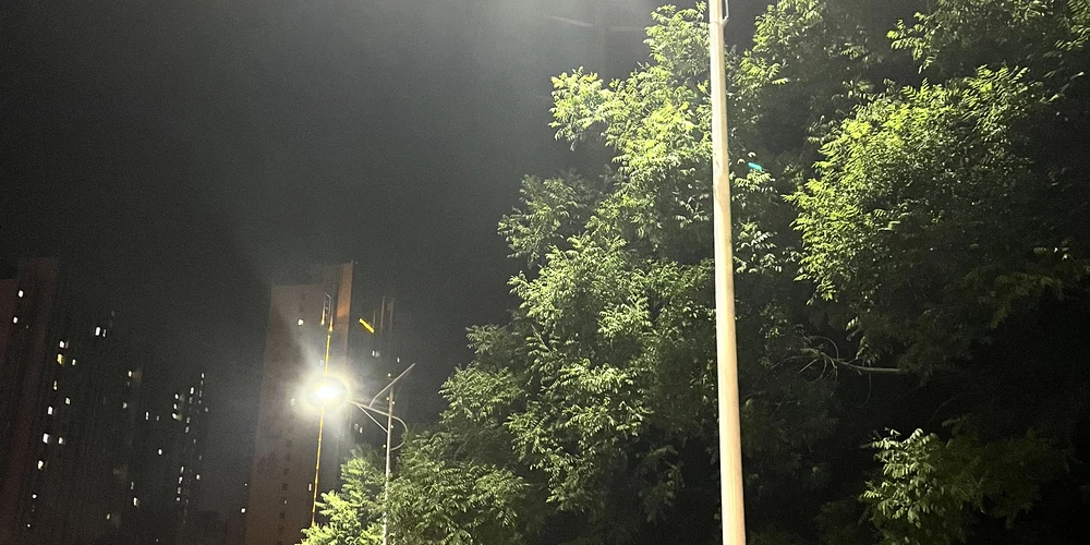 Nighttime roadway illumination from RoadSmart RS-HS300 street lights in Hebei