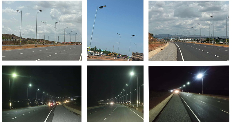 Nigeria highway solar street light installation with 12-meter poles Nigeria highway solar street light installation with 12-meter poles