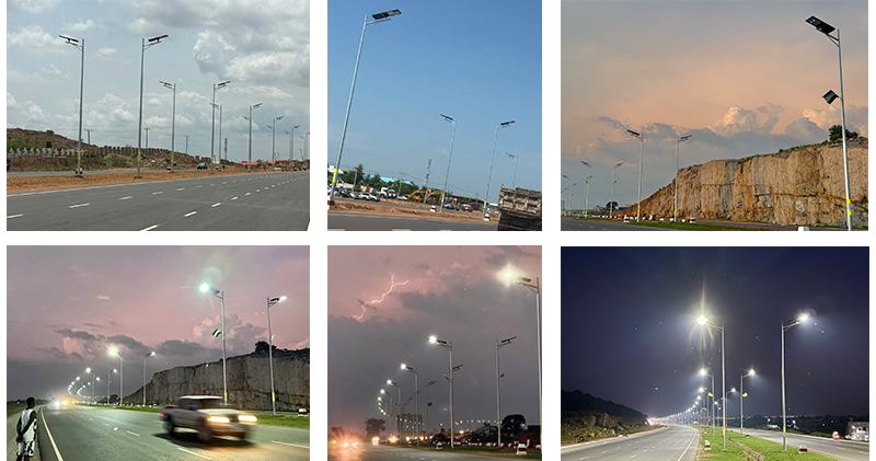 Nigeria highway solar street light installation with 12-meter poles Nigeria highway solar street light installation with 12-meter poles